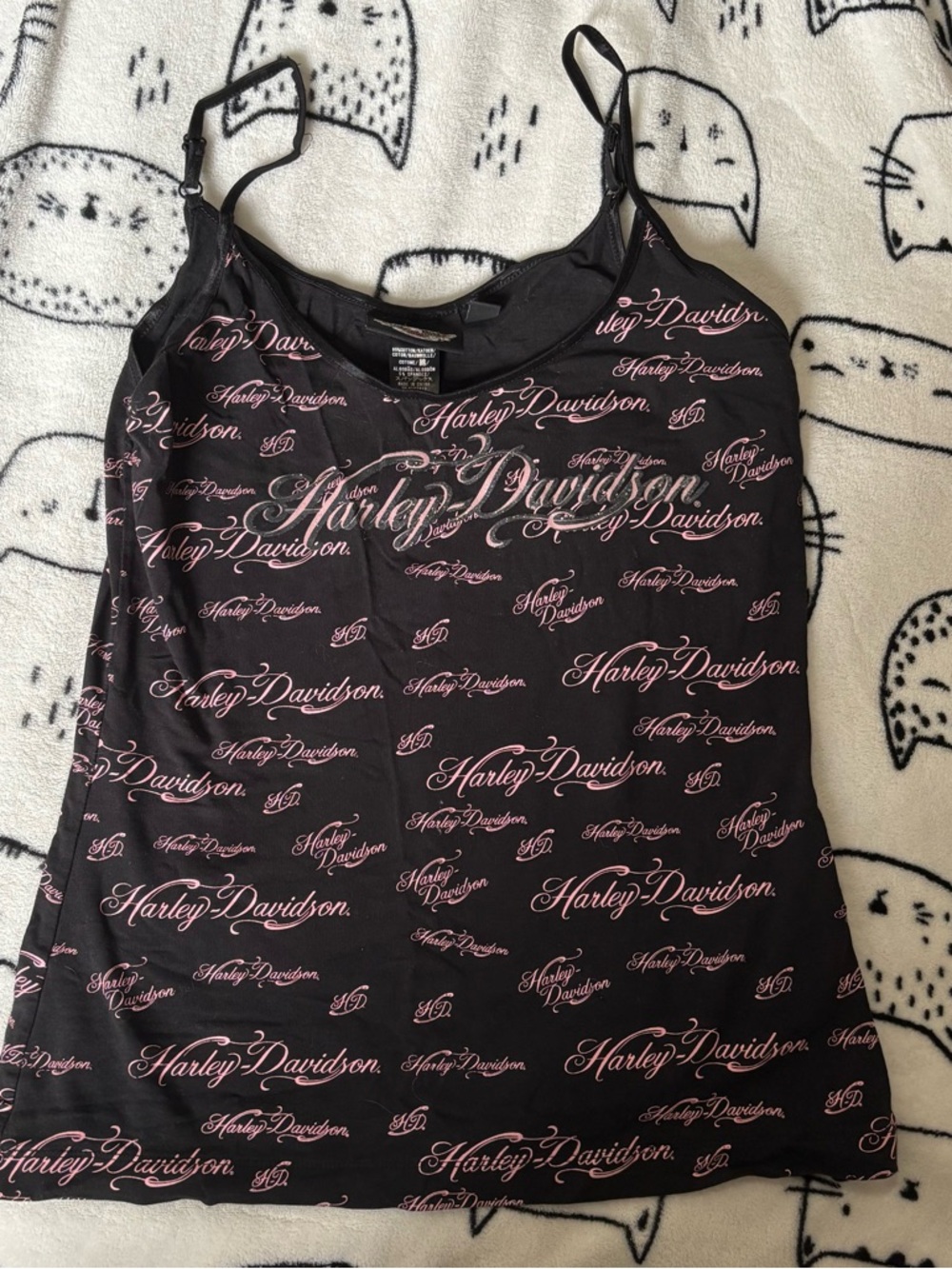 Harley Davidson Black and Pink Top Glittery Logo
